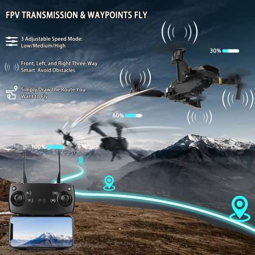 Foldable Mini Drone, Wifi Camera, Live Video Drone with Altitude Hold Function