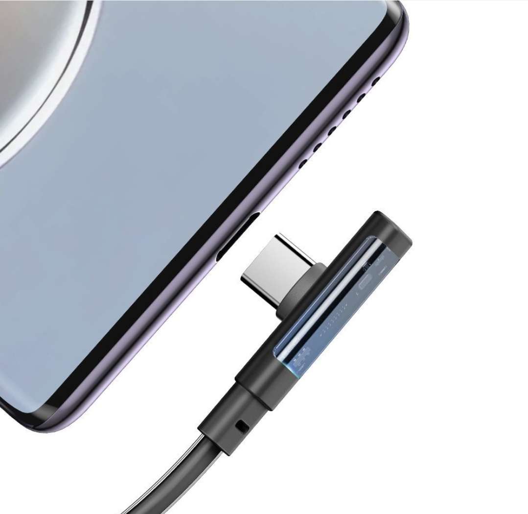 Mcdodo 65w USB C Type-C LED Fast Charging Cable 90 Degree Bend Flat Cable