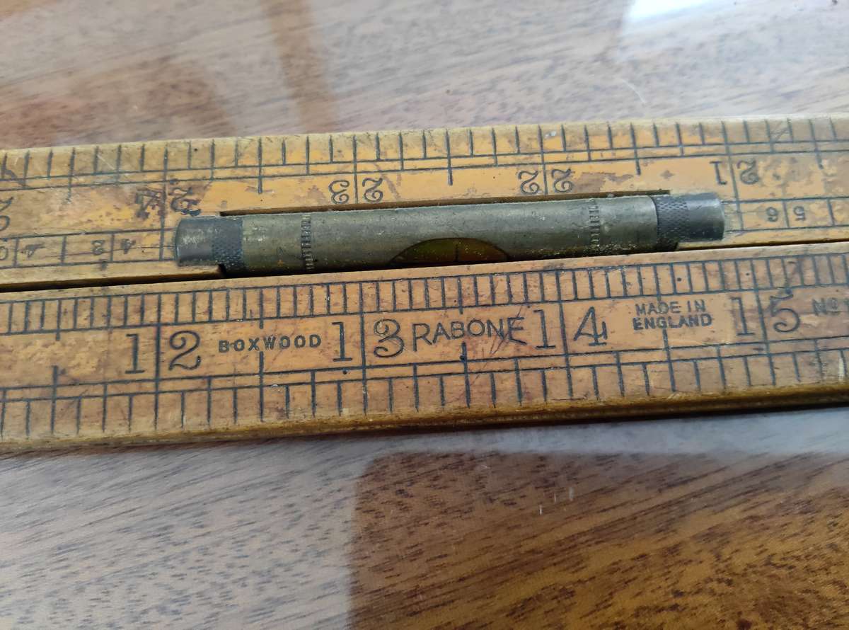VINTAGE BOXWOOD RABONE MADE IN ENGLAND FOLDING TAPE RULER MEASUREMENTS TOOL