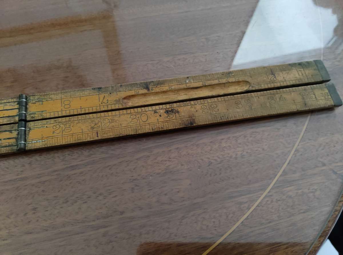 VINTAGE BOXWOOD RABONE MADE IN ENGLAND FOLDING TAPE RULER MEASUREMENTS TOOL