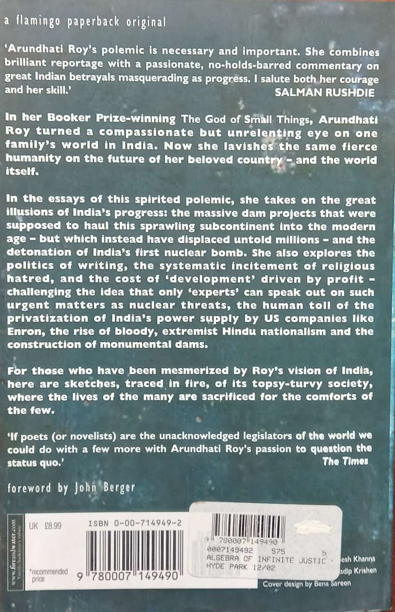 Arundhati Roy, The Algebra of Infinite Justice