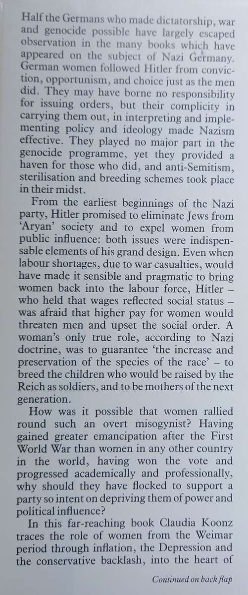 Claudia Koontz, Mothers in the Fatherland: Women, the Family and Nazi Politics