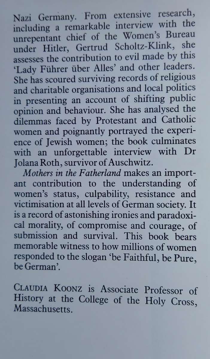 Claudia Koontz, Mothers in the Fatherland: Women, the Family and Nazi Politics