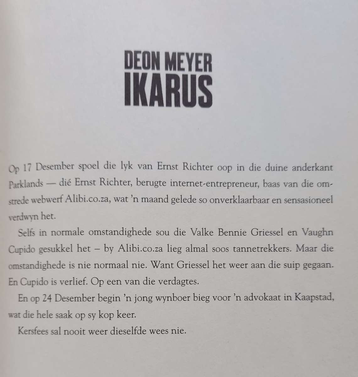 Deon Meyer, Ikarus
