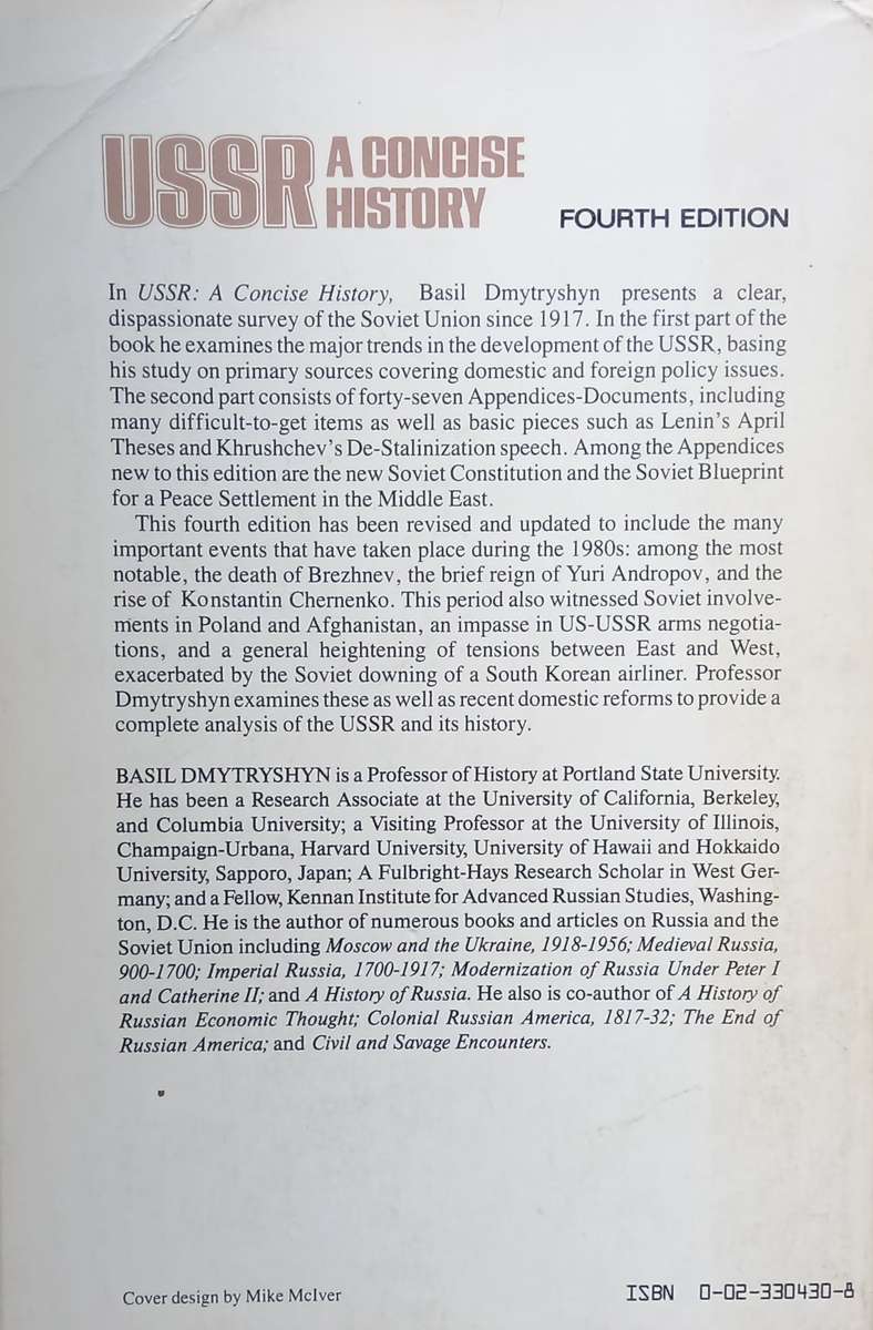 Basil Dmytryshyn, USSR: A Concise History