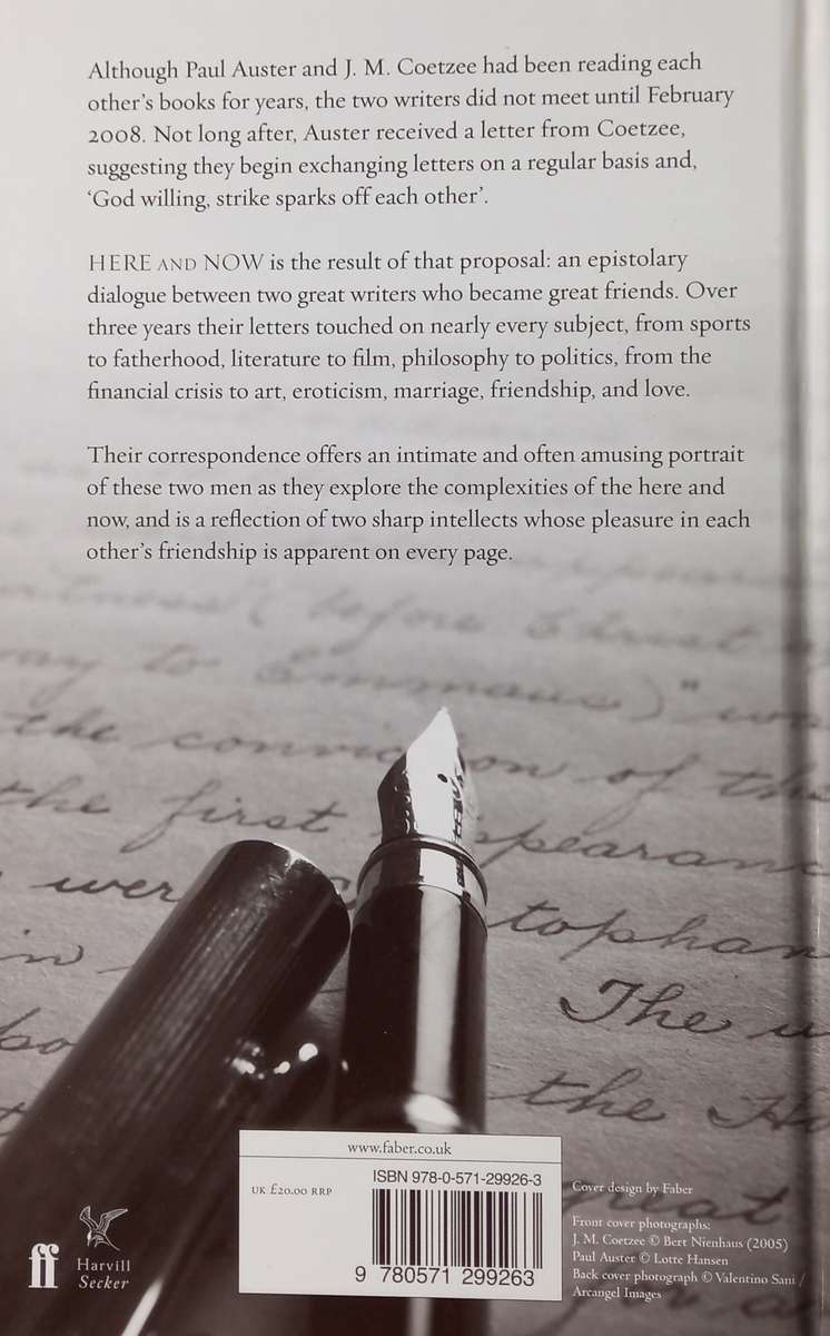 Paul Auster & JM Coetzee, Here and Now: Letters, 2008-2011