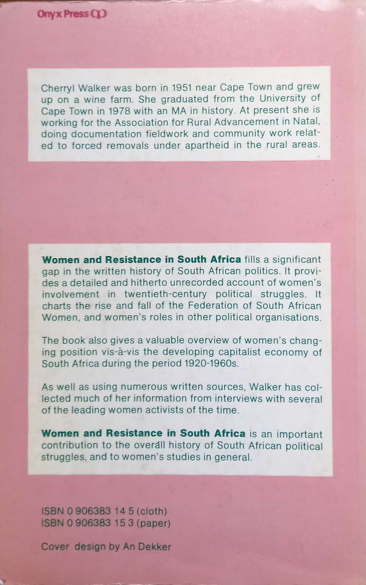 Cherryl Walker, Women and Resistance in South Africa