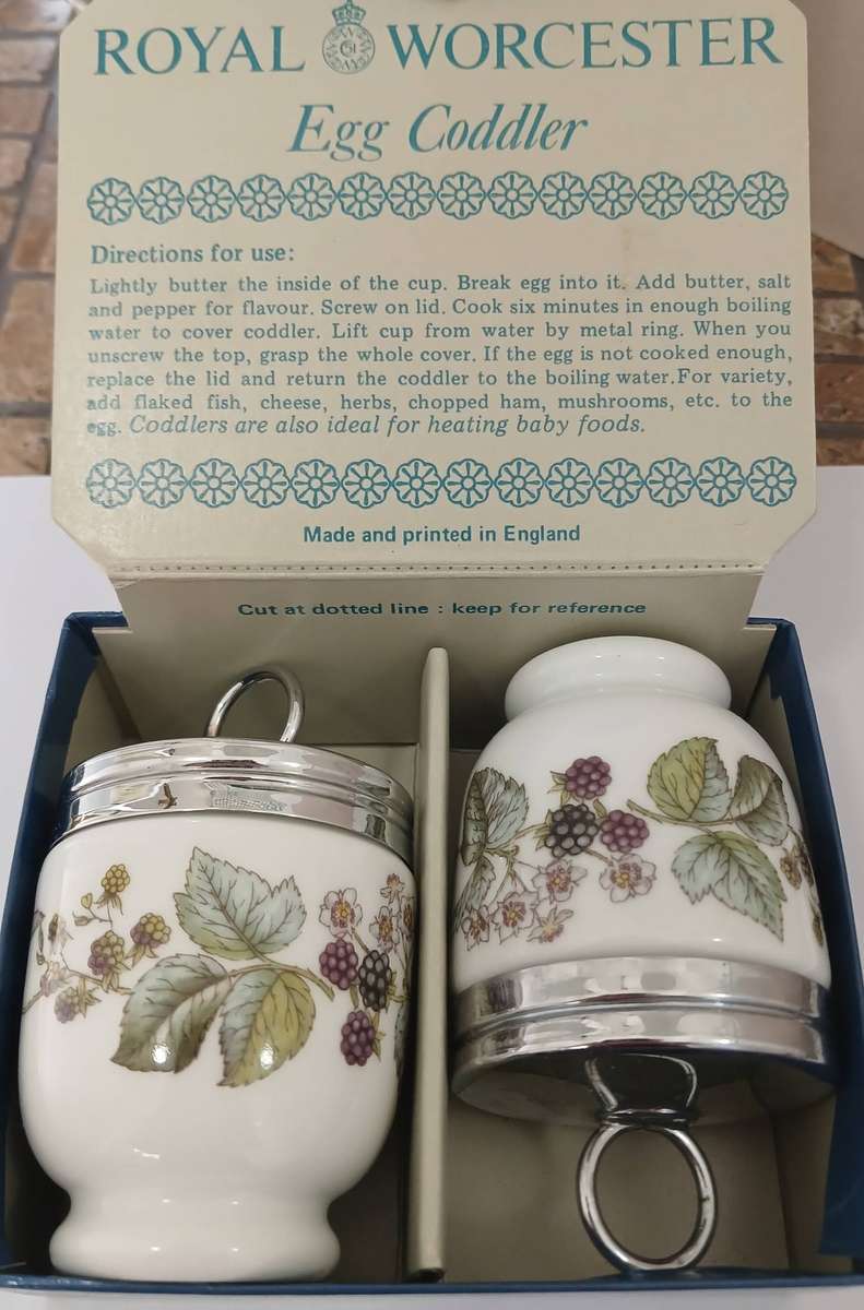 Boxed Pair of Royal Worcester 'Lavinia' Egg Coddlers