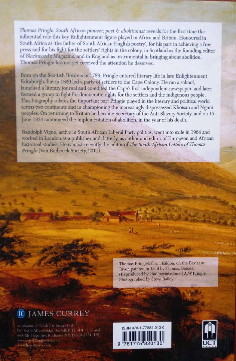 Randolph Vigne, Thomas Pringle: South African Pioneer, Poet and Abolitionist