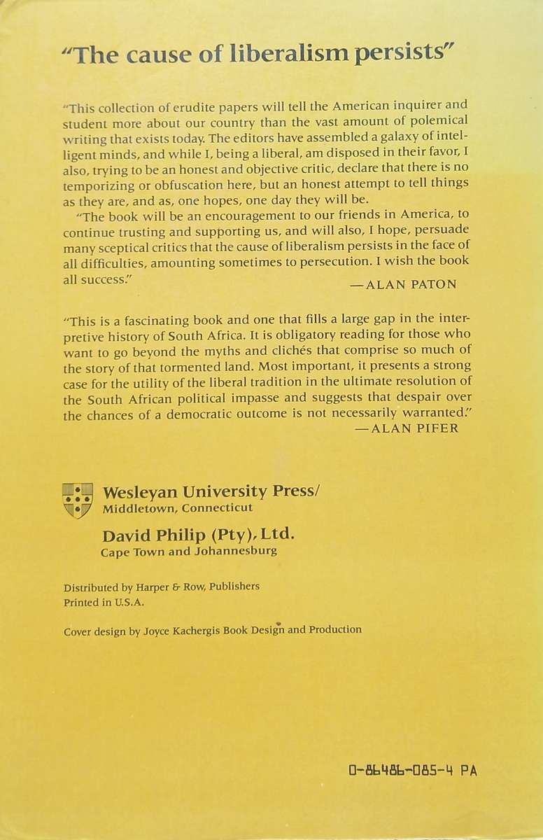 Jeffrey Butler, Richard Elphick & David Welsh, Democratic Liberalism in South Africa