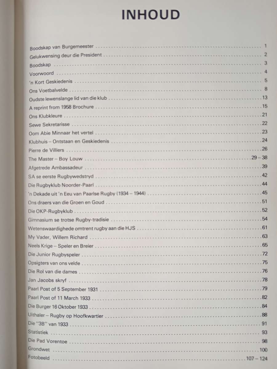 Paarl Rugby 1883-1983 Compiled by Jan Fritz