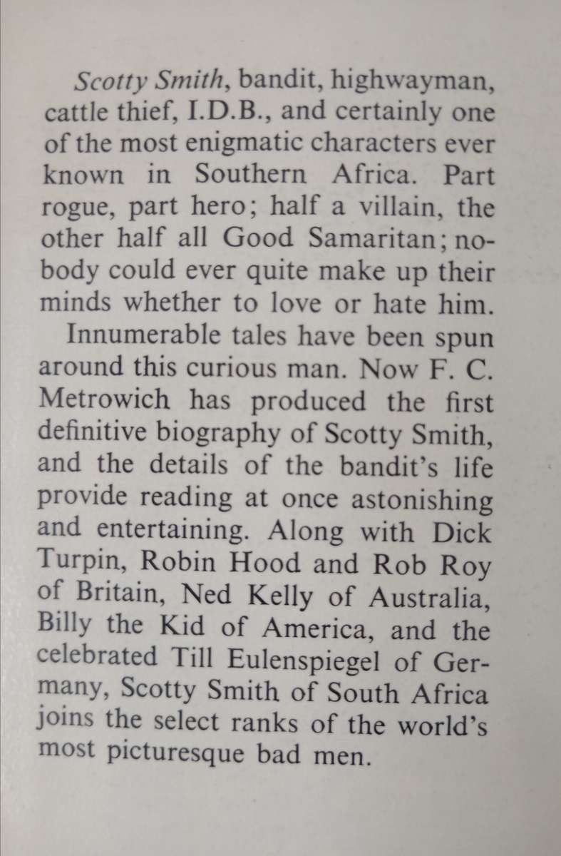 Scotty Smith South Africa's Robin Hood by F C Metrowich