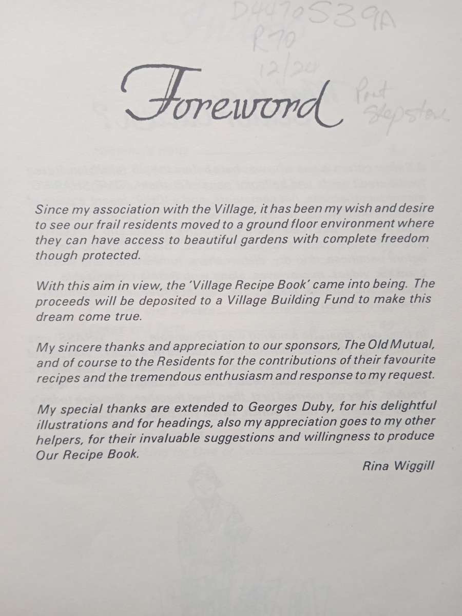 Our Village Recipes by Rina Wiggill