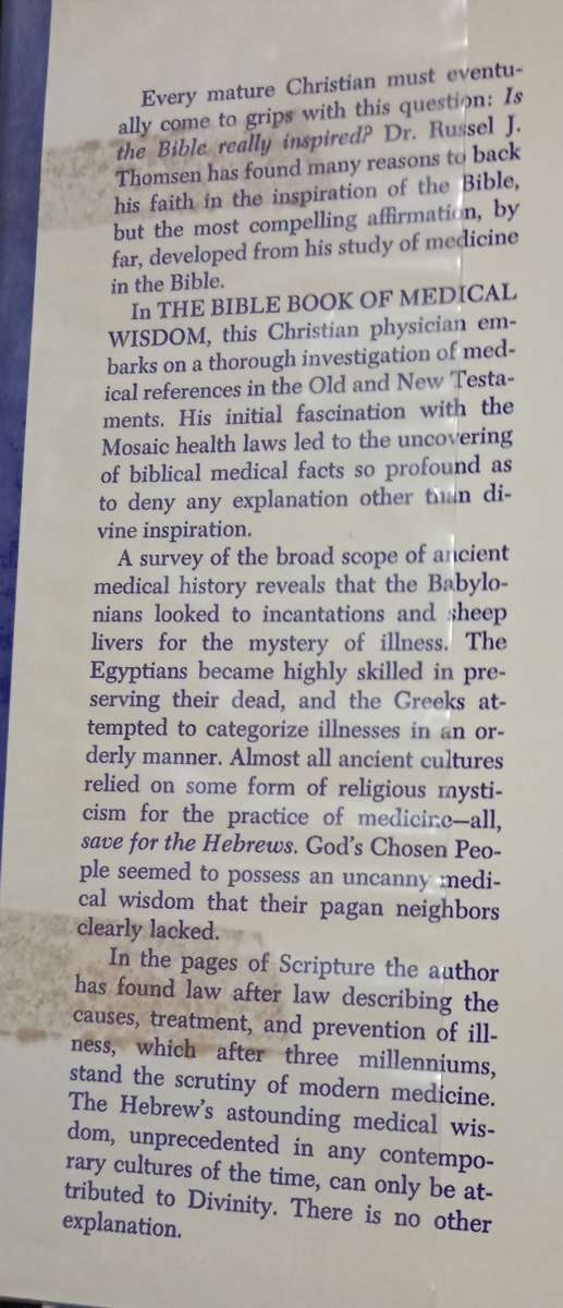 The Bible Book of Medical Wisdom by Russel J Thomsen