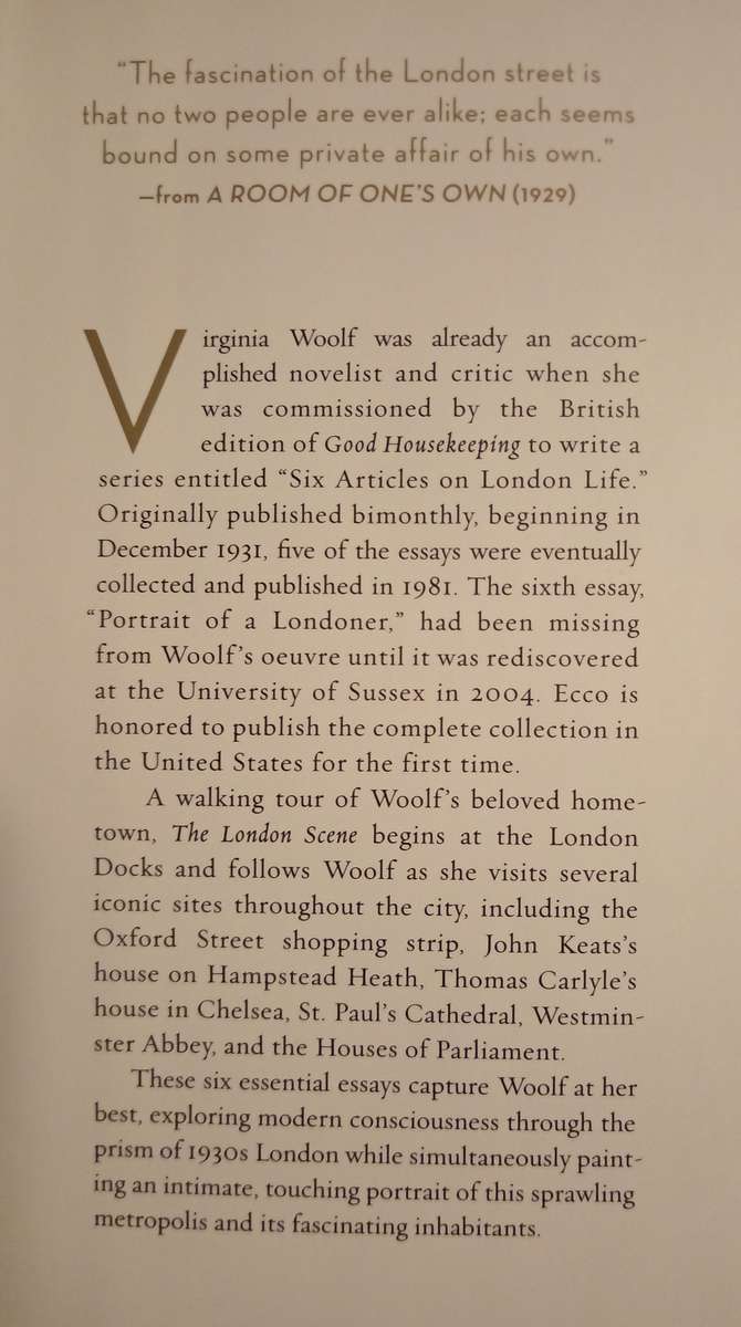 The London Scene Six Essays on London Life by Virginia Woolf