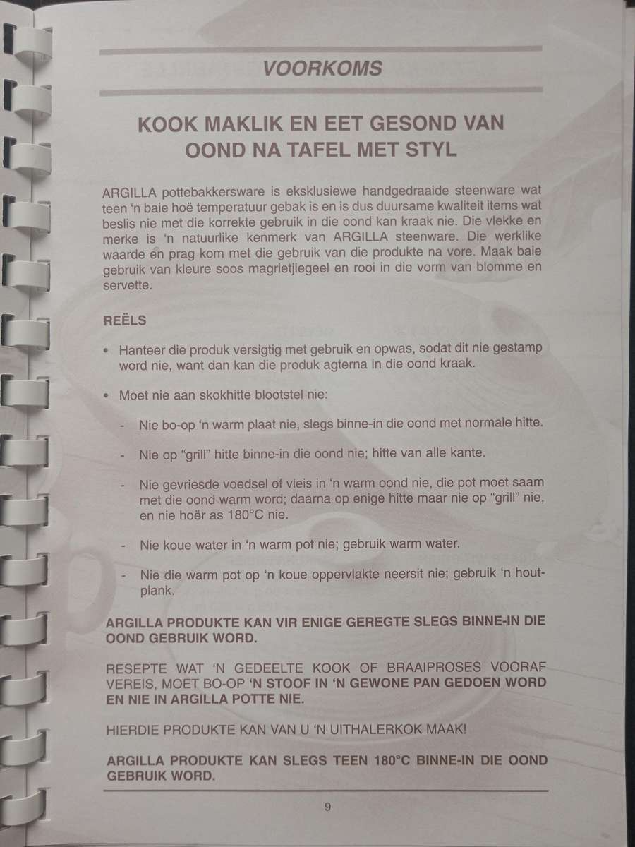 Argilla Kookboek Compiled by Maria Donaldson