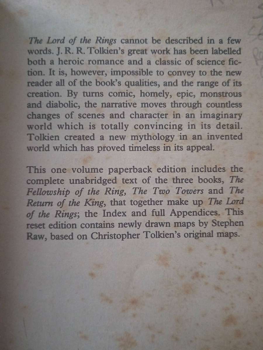 The lord of the Rings by J R R Tolkien