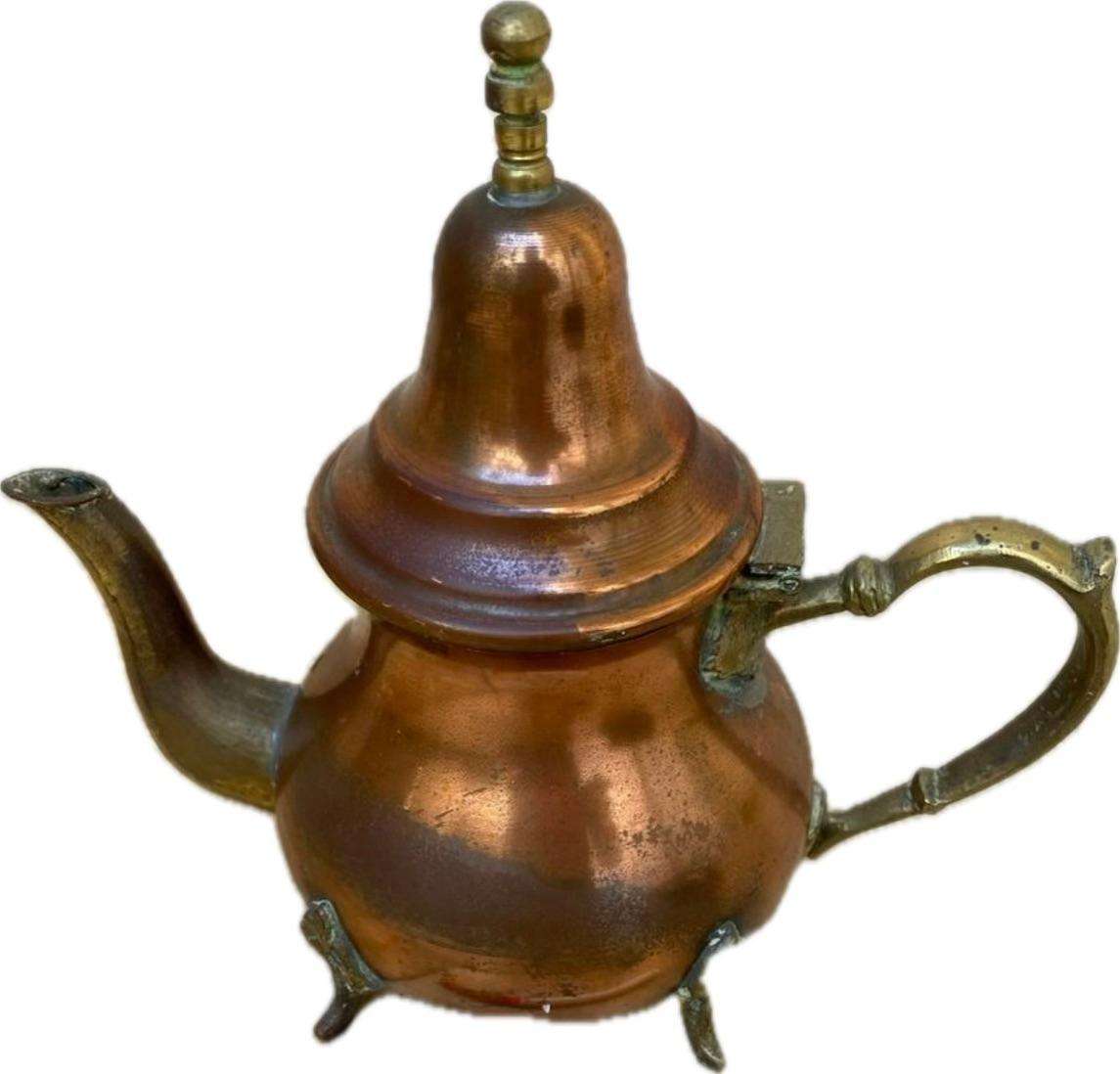 Vintage Moroccan teapot footed brass and copper
