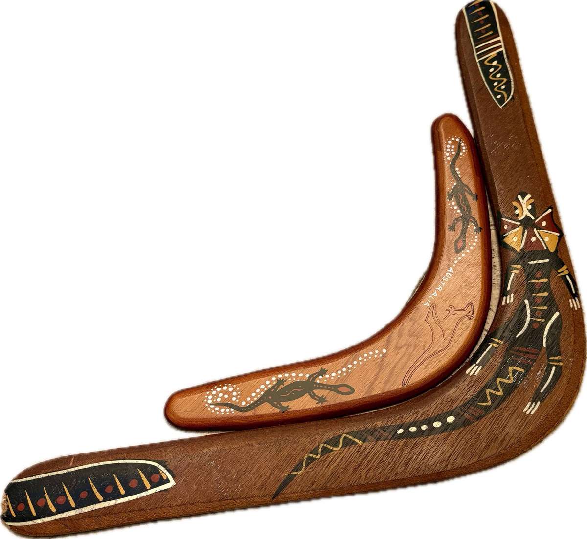 Vintage hunting wood boomerang pair Australia