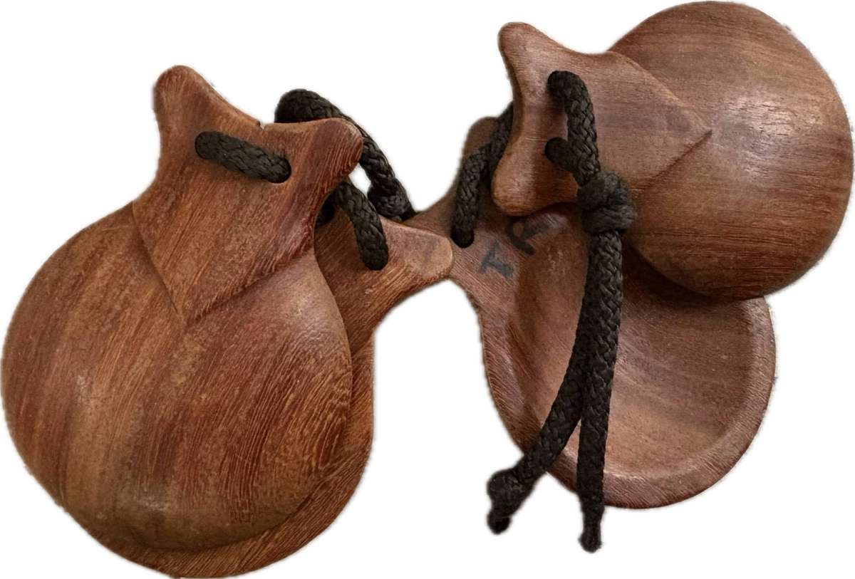vintage wooden castanets castanet pair in cigar box