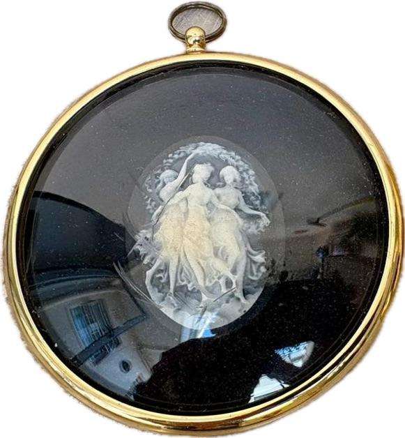 Three graces in cameo and dances in cameo pair by PETER BATES ENGLAND, miniature world