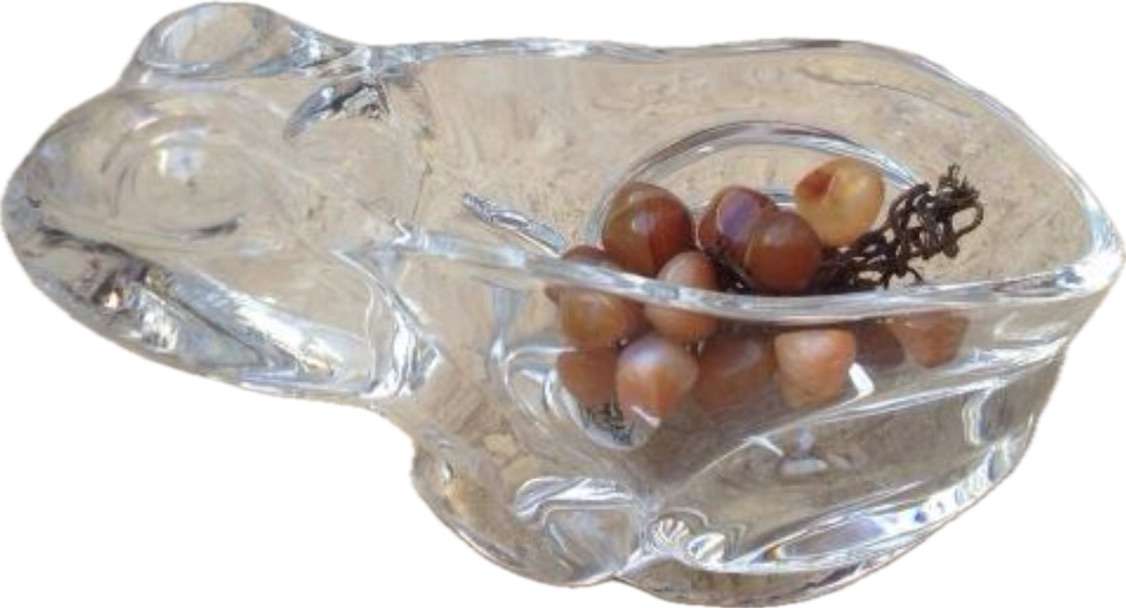 Cristal D Arques frog bowl with precious stone grapes