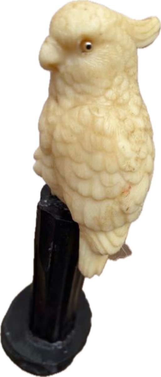 Vintage pvc parrot on Bakelite perch figure