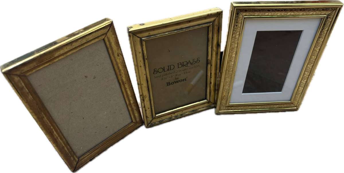 Brass picture frames set of 3