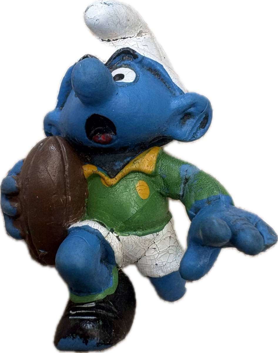 Vintage rare South African springboks rugby Smurf 1980 Peyo broken leg plus 2
