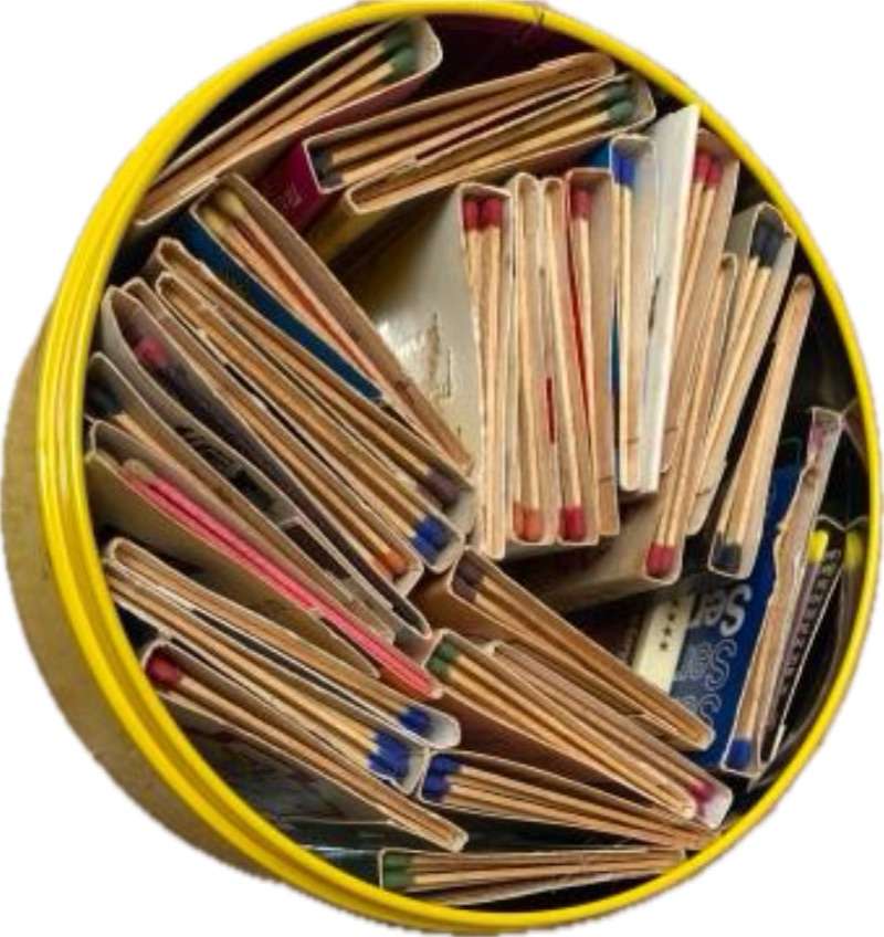 vintage lot of matches 30 old match boxes in happy tin