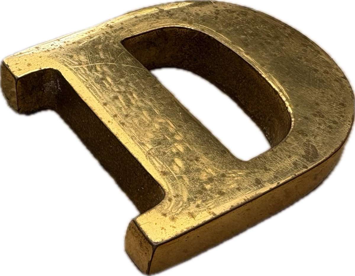 Heavy Brass letter D paper weight 5cm