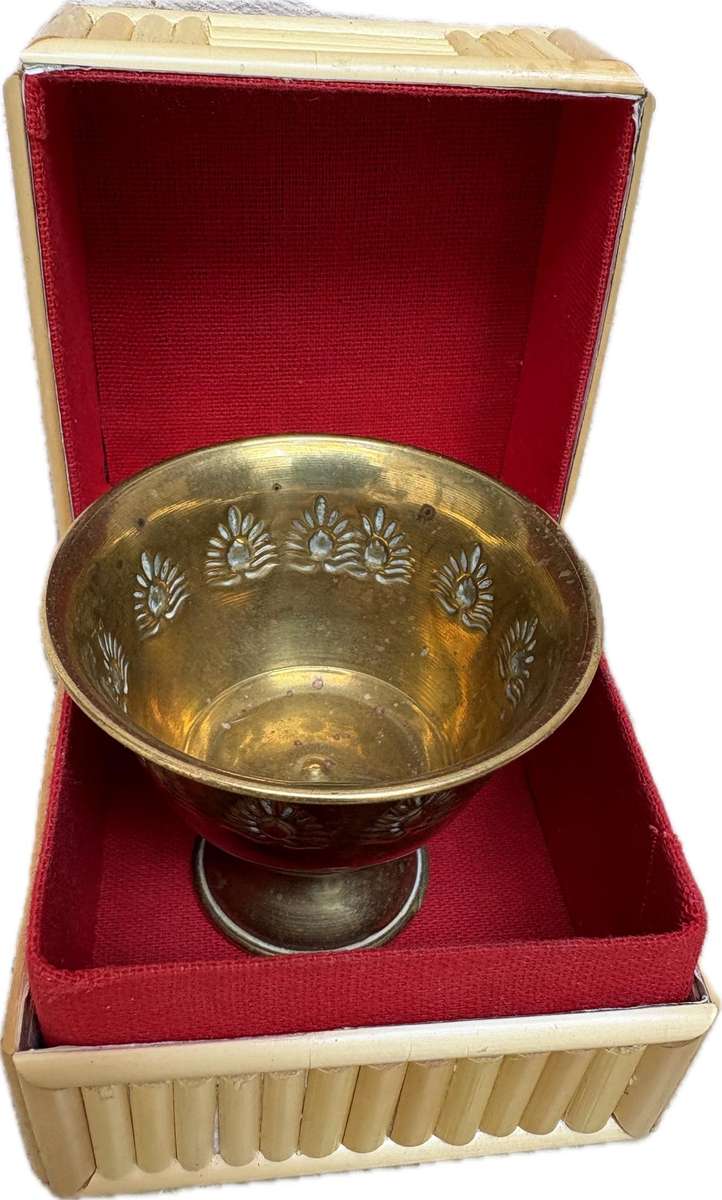 Vintage brass incense offering cup