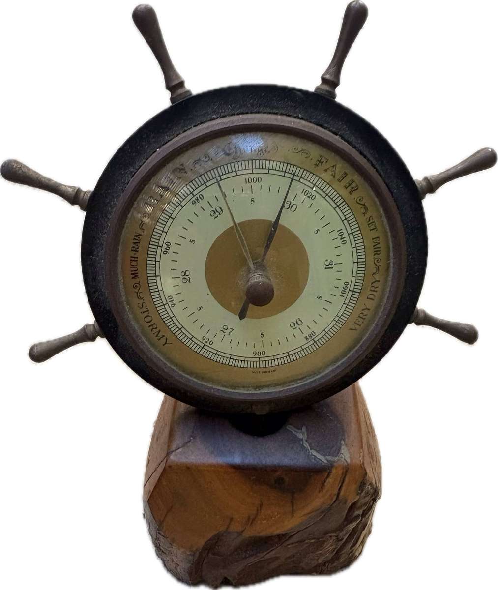 Vintage ships wheel barometer table top  Germany