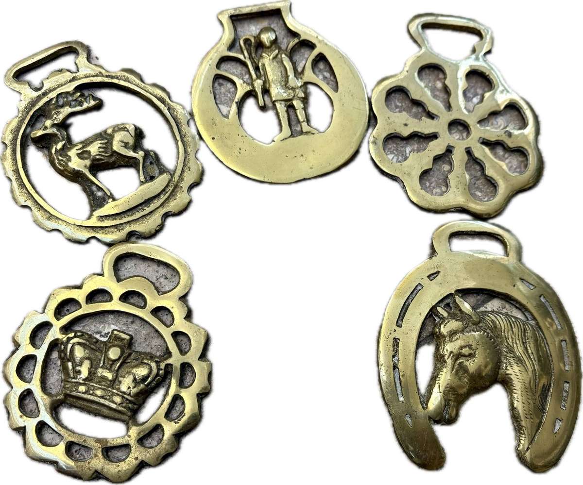 Vintage horse brass lot of 5