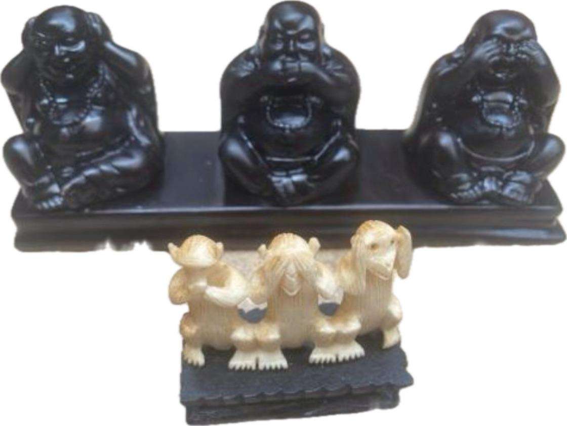 Three Wise Buddha Hear Speak See No Evil Black Resin Statue Sculpture Ornament 3 wise monkey friends