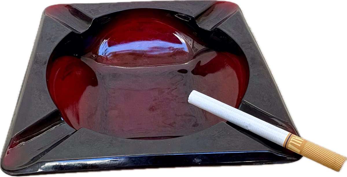 Vintage Anchor hocking ruby red glass ashtray