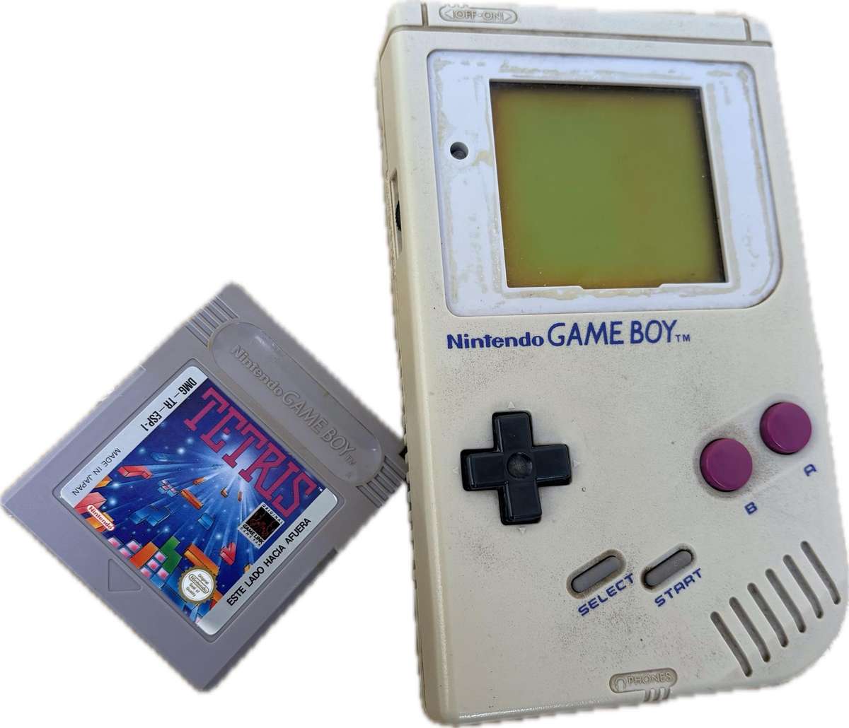 Vintage Nintendo game boy with Tetris game 1989, working