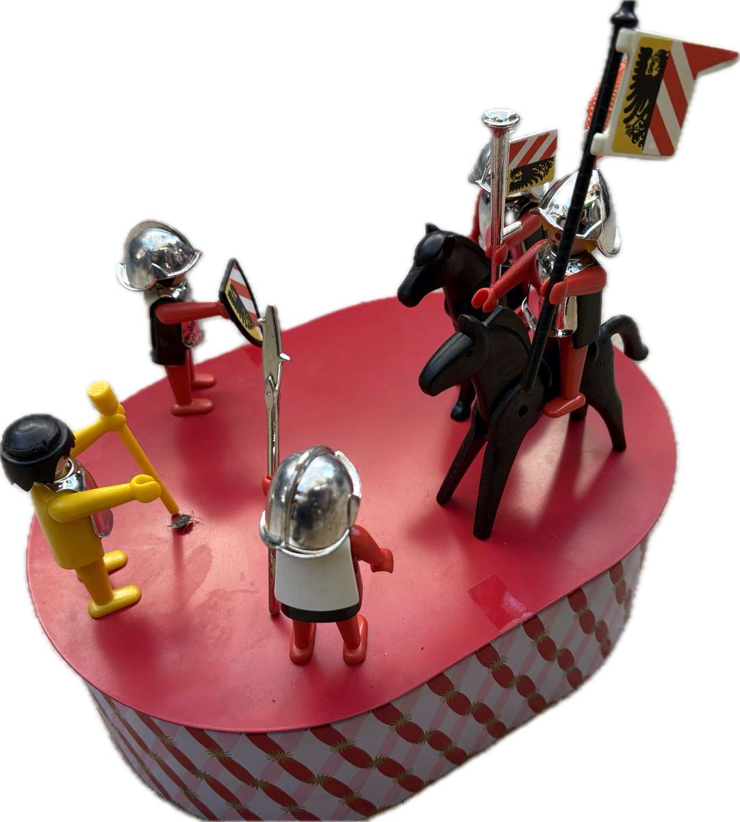 Vintage Playmobil city guard lot , chrome knights with horses