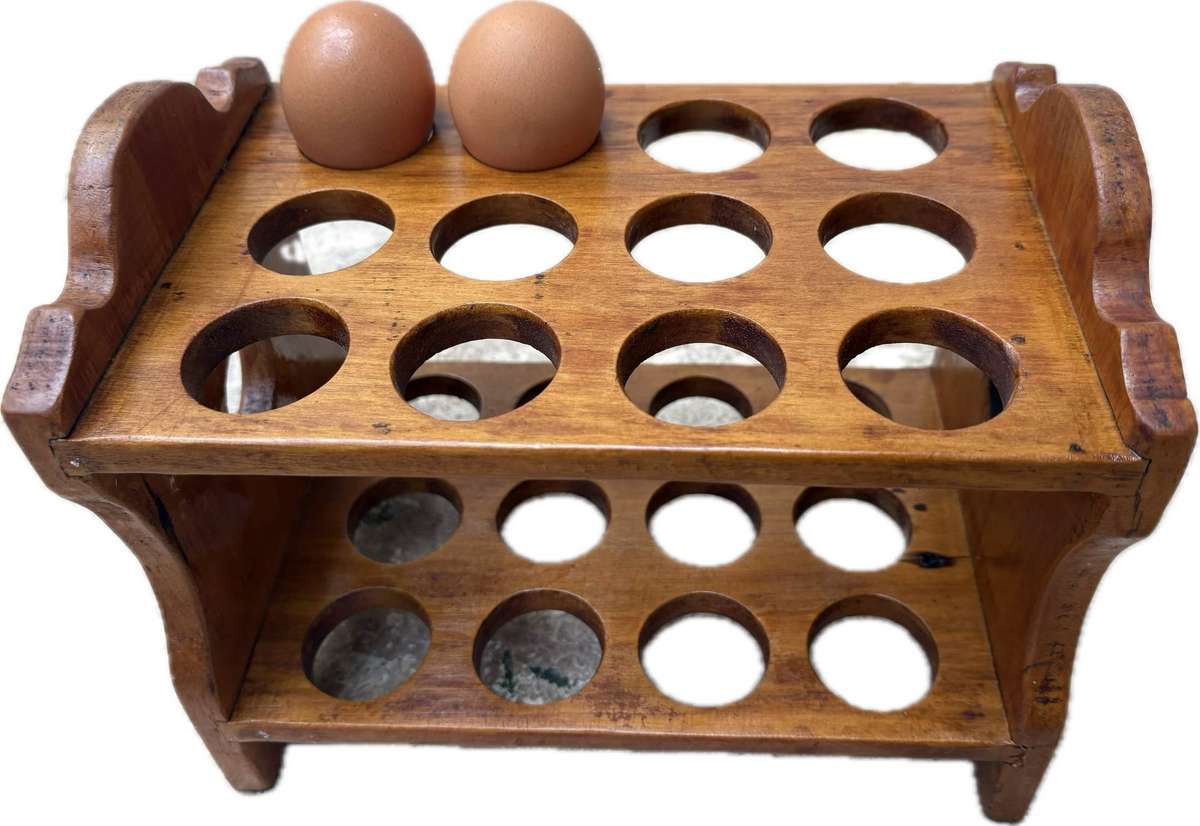 Vintage wooden egg holder tray for 24 eggs storage