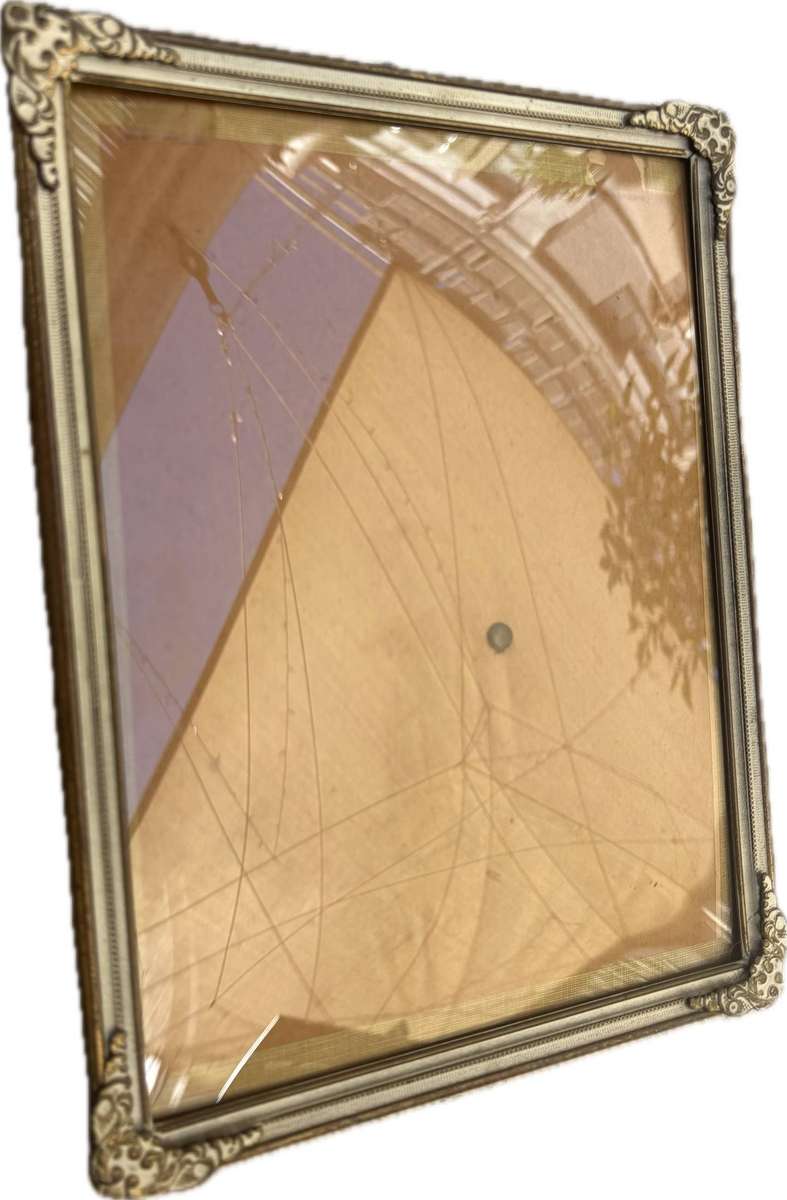 Vintage brass picture frame convex glass