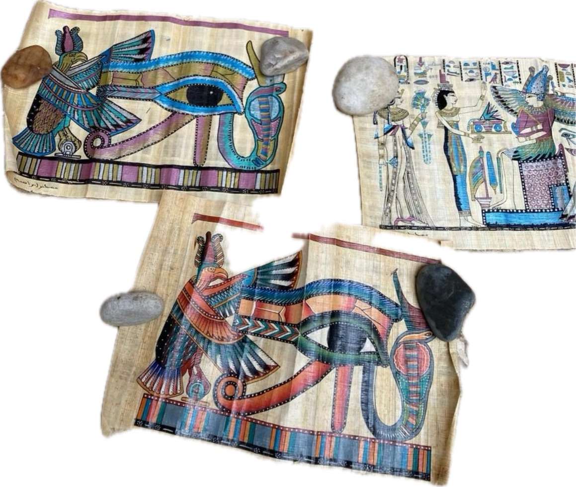 Papyrus art lot of 5 18 cm x 28cm