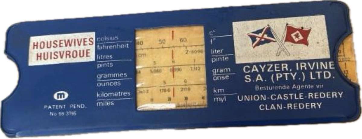 vintage union castle conversion chart reserved for crew