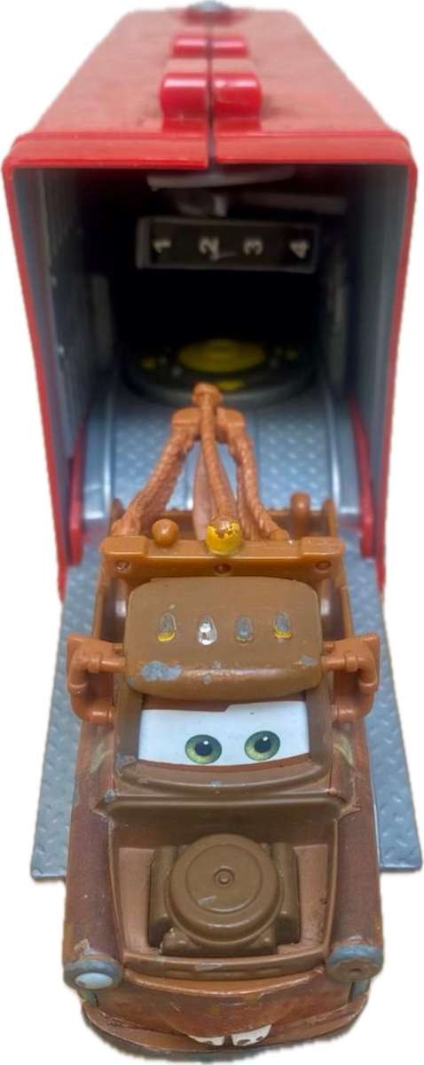 Disney Pixar lightning McQueen transforming trailer with one car Playset
