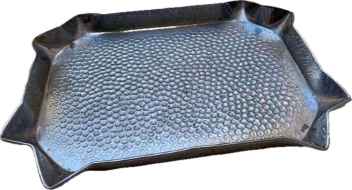 vintage hammered rectangular silver plated copper tray