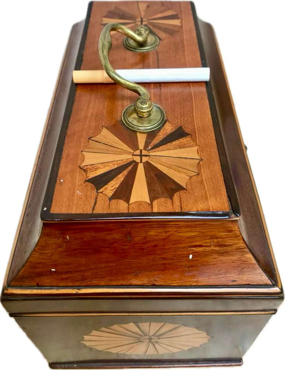 Antique inlaid writing box desktop walnut  stationary box