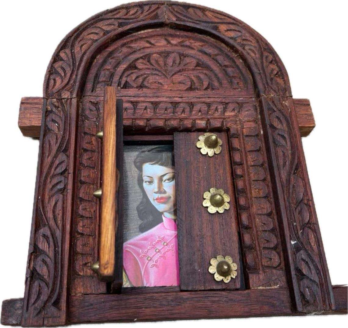 Vintage wood barn door discreet picture frame