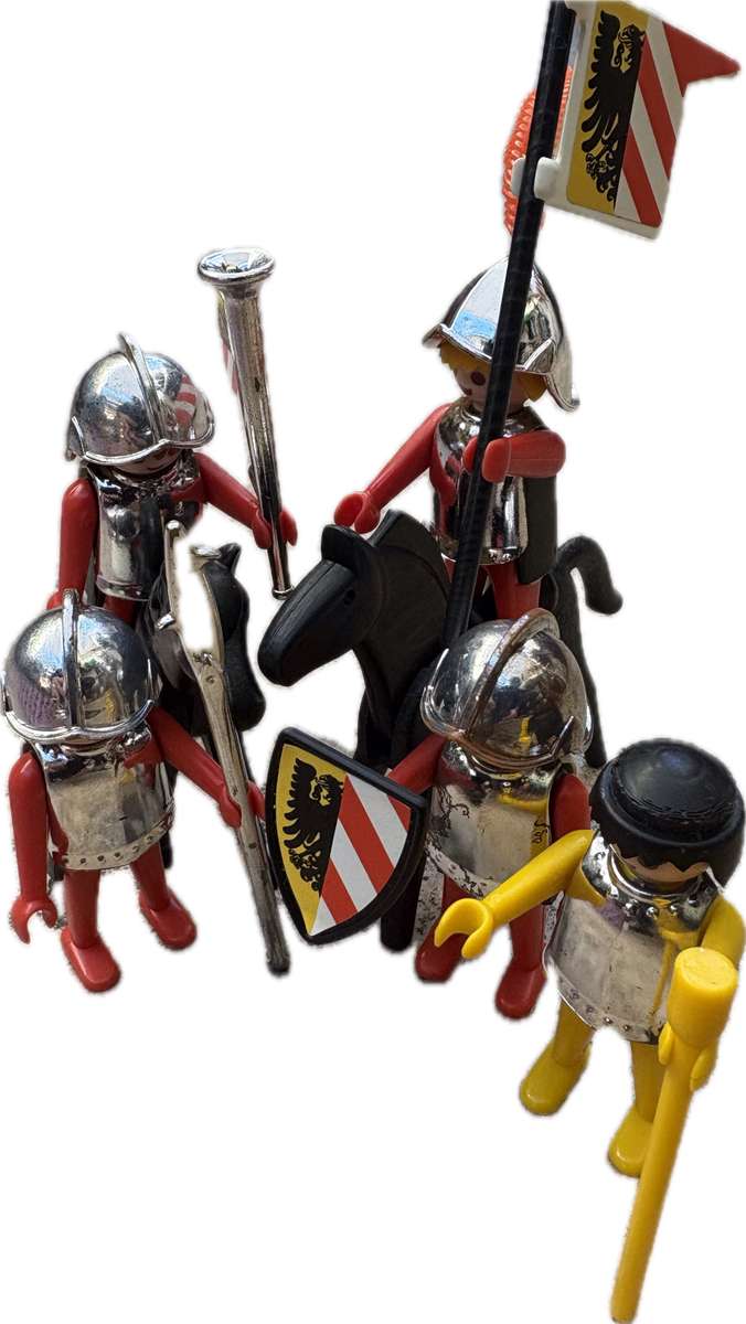 Vintage Playmobil city guard lot , chrome knights with horses