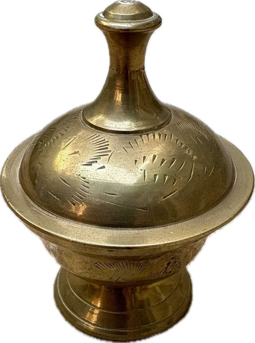 Vintage brass incense burner pot base and lid India