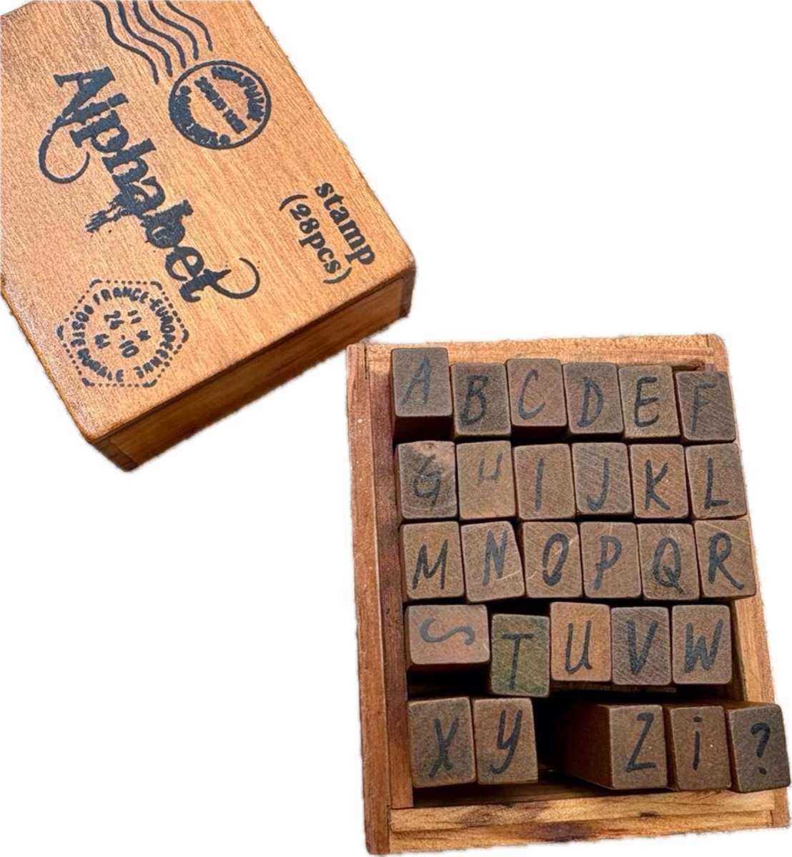 Vintage Wooden Alphabet stamp set  28 piece upper case