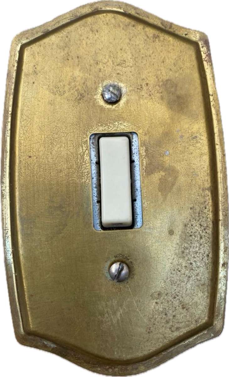 Vintage solid brass light switch cover plate art deco